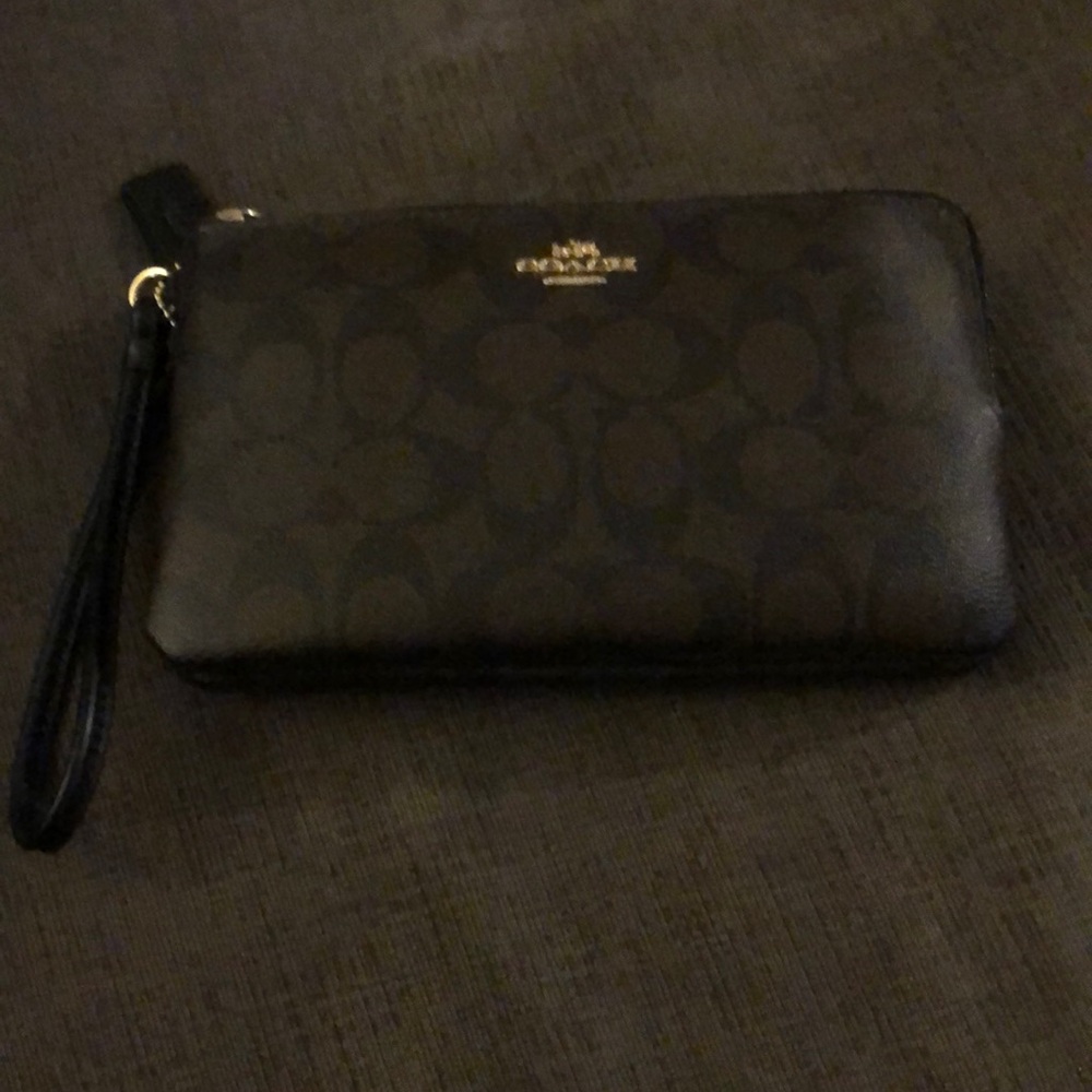 Coach double zip monogram wristlet